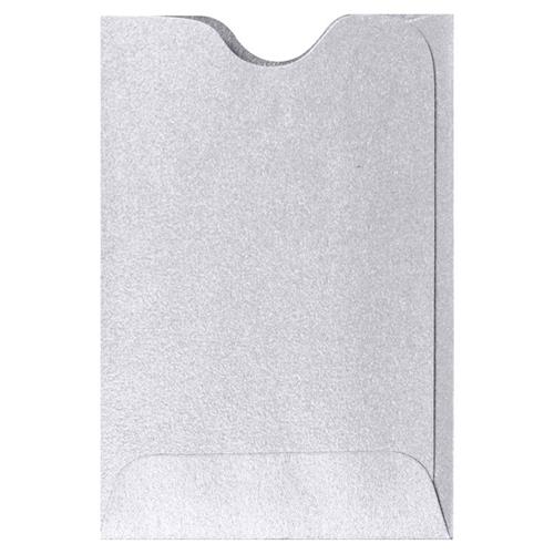 JAM Paper Credit Card Sleeves, 80 lb, 2 3/8 in x 3 1/2 in, Silver Metallic,  250/Carton - W.B. Mason