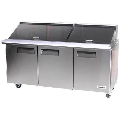 Bison Refrigeration Stainless Steel Mega Top Three Door Sandwich Unit ...