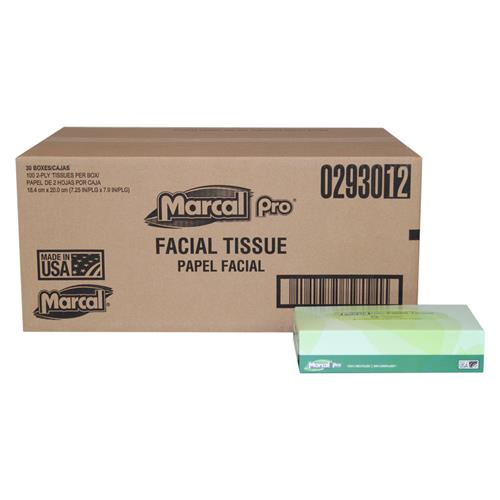 Marcal PRO 100% Recycled Convenience Pack Facial Tissue White 100/Box 30 Boxes 
