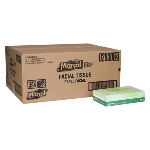 Marcal PRO 100% Recycled Convenience Pack Facial Tissue White 100/Box 30 Boxes 