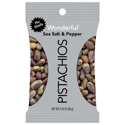 Salt and Pepper Pistachios, 2.5 oz Bag, 8/Carton Salt and Pepper Pistachios, 2.5 oz Bag, 8/Carton