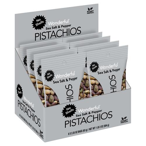 Salt and Pepper Pistachios, 2.5 oz Bag, 8/Carton Salt and Pepper Pistachios, 2.5 oz Bag, 8/Carton