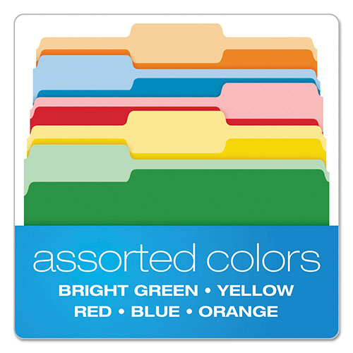 100 Per Box Two-Tone Color File Folders 1/3 Cut Assorted Colors Letter Size 
