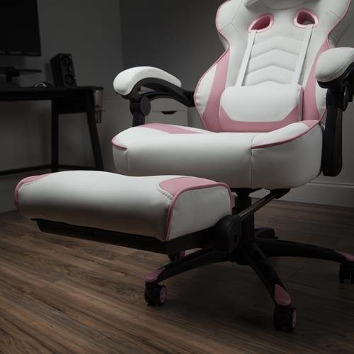 respawn 110 racing style gaming chair with footrest in pink