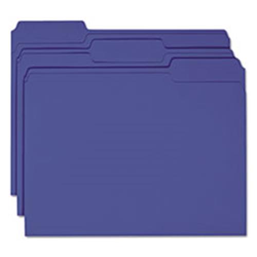 Smead File Folders, 1/3 Cut Top Tab, Letter, Navy, 100/Box - W.B. Mason
