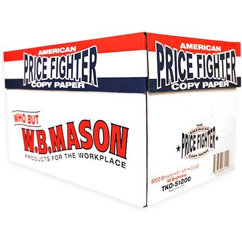 W.B. Mason Co. Copy Paper, 92 Bright, 20 Lb., 8 1/2 X 11, White, 5000 ...