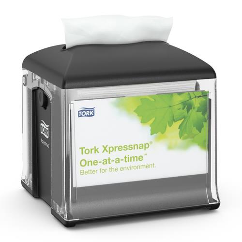 Tork® Xpressnap® Café™ Napkin Dispenser, 6.2" x 5.9" x 5.9", Black WB
