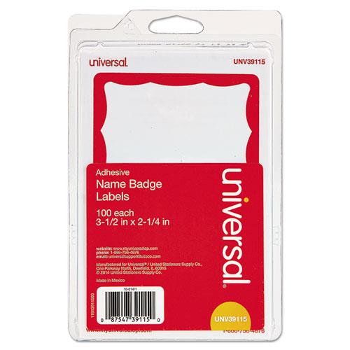 Border-Style Self-Adhesive Name Badges, 3 1/2 x 2 1/4, White/Red, 100/Pack Border-Style Self-Adhesive Name Badges, 3 1/2 x 2 1/4, White/Red, 100/Pack