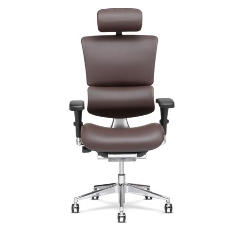 XChair X4 Leather Executive Chair with Headrest, Brown WB Mason