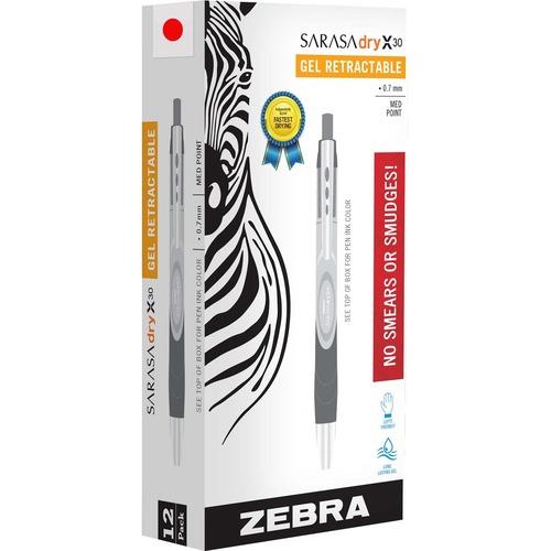 Zebra Sarasa Dry Gel X30 Retractable Pen, Medium Point, 0.7