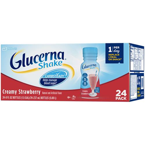 Glucerna Diabetes Nutritional Shake, Strawberries & Cream, Ready-To-Drink  Bottles, 8 oz, 24/Pack - WB Mason