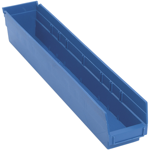 Quantum Storage Systems Shelf Bin – Blue, Heavy-Duty Injection-Molded Polypropylene, Stackable, Label Slots, Rustproof, Made In USA