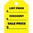 Auto Supplies Mirror Hang Tags, List & Discount, Large, Yellow, 50/PK Thumbnail 1