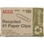 ACCO Recycled Paper Clips, No. 1 Size, 100/Box, 10 Boxes/Pack Thumbnail 2