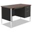 Alera Single Pedestal Steel Desk, Metal Desk, 45-1/4w x 24d x 29-1/2h, Walnut/Black Thumbnail 1