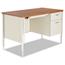 Alera Single Pedestal Steel Desk, 45.25" x 24" x 29.5", Cherry/Putty Thumbnail 1