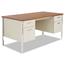 Alera Double Pedestal Steel Desk, 60" x 30" x 29.5", Cherry/Putty Thumbnail 1