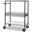 Alera Three-Tier Wire Cart with Basket, 34w x 18d x 40h, Black Anthracite Thumbnail 1
