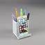 Artistic Urban Collection Punched Metal Pencil Cup/Cell Phone Stand, 3 1/2 x 3 1/2, White Thumbnail 2