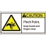 W.B. Mason Co. Caution Pinch Point Rollers Durable Safety Label, 2" x 4", Multi-Color, 25/RL Thumbnail 1