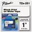 Brother P-Touch TZe Standard Adhesive Laminated Labeling Tape, 1w, Black on White Thumbnail 3