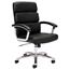 HON Traction High-Back Executive Chair, Center-Tilt, Tension, Lock, Fixed Arms, Polished Aluminum Base, Black Bonded Leather Thumbnail 1