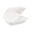 Boardwalk Bagasse Food Containers, Hinged-Lid, 1-Compartment 9 x 6 x 3.19, White, 125/Sleeve, 2 Sleeves/Carton Thumbnail 1