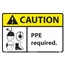 NMC™ Caution Sign, PPE Required, 12'' x 18'', Aluminum, Black on Yellow Thumbnail 1