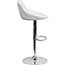 Flash Furniture Contemporary Bucket Seat Adjustable Height Barstool with Diamond Pattern Back and Chrome Base, Vinyl, White Thumbnail 4