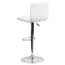 Flash Furniture Contemporary White Vinyl Adjustable Height Barstool with Horizontal Stitch Back and Chrome Base Thumbnail 3