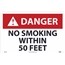 NMC™ Danger Sign, No Smoking Within 50 Feet, 12'' x 18'', Aluminum Thumbnail 1