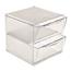 deflecto® Stackable Cube Organizer, 2 Drawer with Clip, 6" x 6" x 7 1/4", Clear Thumbnail 5