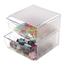 deflecto Stackable Cube Organizer, 2 Drawer with Clip, 6" x 6" x 7 1/4", Clear Thumbnail 1