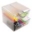 deflecto® Stackable Cube Organizer, 4 Drawer with Clip, 6" x 6" x 7 1/4", Clear Thumbnail 2