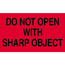 Tape Logic® Labels, Do Not Open with Sharp ObjeCT, 3" x 5", Fluorescent Red, 500/RL Thumbnail 1