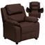 Flash Furniture Deluxe Padded Contemporary Brown LeatherSoft Kids Recliner With Storage Arms Thumbnail 3