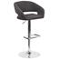 Flash Furniture Contemporary Charcoal Fabric Adjustable Height Barstool With Rounded Mid-Back & Chrome Base Thumbnail 1