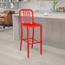 Flash Furniture 30" High Red Metal Indoor-Outdoor Barstool with Vertical Slat Back, 30" H, Metal, Red Thumbnail 5