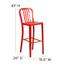 Flash Furniture 30 in High Red Metal Indoor/Outdoor Barstool with Vertical Slat Back, 30 in H, Metal, Red Thumbnail 8