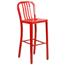 Flash Furniture 30 in High Red Metal Indoor/Outdoor Barstool with Vertical Slat Back, 30 in H, Metal, Red Thumbnail 1