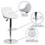 Flash Furniture Contemporary Bucket Seat Adjustable Height Barstool with Diamond Pattern Back and Chrome Base, Vinyl, White Thumbnail 5