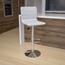 Flash Furniture Contemporary White Vinyl Adjustable Height Barstool with Horizontal Stitch Back and Chrome Base Thumbnail 5