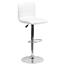 Flash Furniture Contemporary White Vinyl Adjustable Height Barstool with Horizontal Stitch Back and Chrome Base Thumbnail 1
