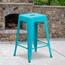 Flash Furniture Backless Crystal Indoor/Outdoor Counter Height Stool, Teal, 24 in H Thumbnail 2