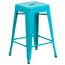 Flash Furniture Backless Crystal Indoor/Outdoor Counter Height Stool, Teal, 24 in H Thumbnail 1