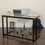 Flash Furniture Desk with Pedestal Frame, Metal/Glass, Black Thumbnail 8