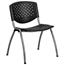Flash Furniture HERCULES Series 880 lb. Capacity Black Plastic Stack Chair with Titanium Frame Thumbnail 1