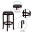 Flash Furniture Backless Barstool with Swivel Seat, Leather/Wood, Black/Cappuccino, 29" H Thumbnail 4