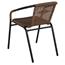 Flash Furniture 28" Square Glass Metal Table with 2 Stack Chairs, Rattan, Dark Brown Thumbnail 9