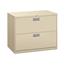 HON® Brigade 600 Series Lateral File, 2 Drawers, Polished Aluminum Pull, 36"W x 18"D x 28-3/8"H, Putty Finish Thumbnail 1
